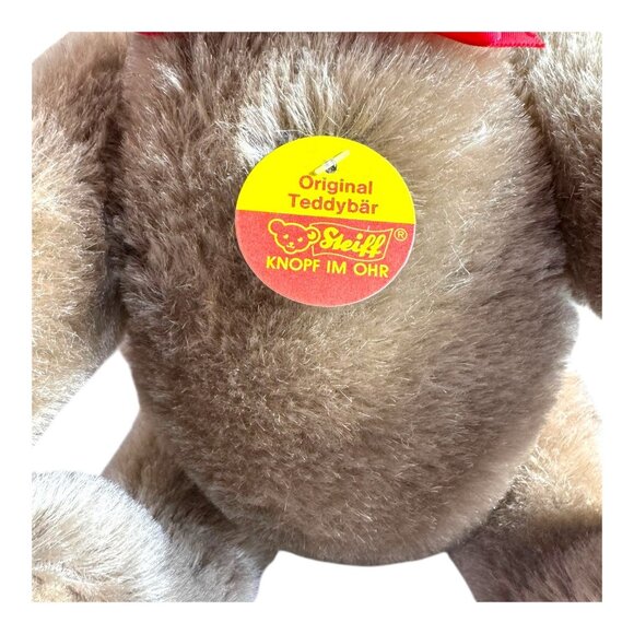 Steiff Original Teddy Bear 12” Genuine Mohair Button Red Ribbon 0202/36 WIth Tag - Picture 3 of 11